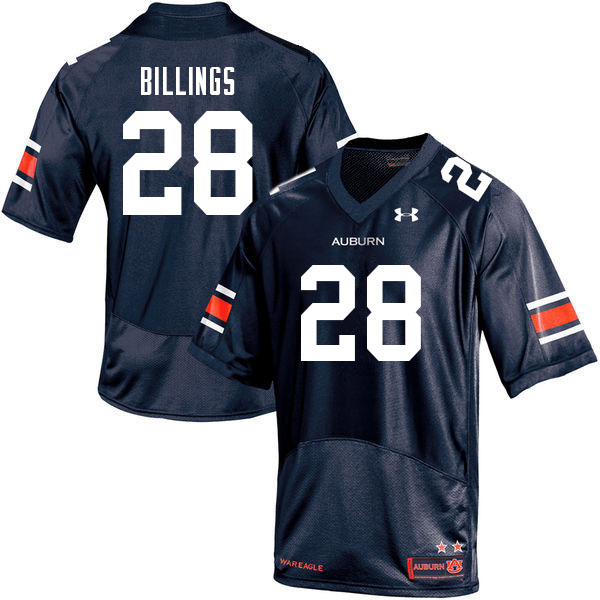 Auburn Tigers Men's Jackson Billings #28 Navy Under Armour Stitched College 2021 NCAA Authentic Football Jersey JGH0274TD